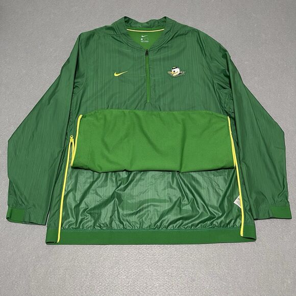 Oregon Ducks Jacket Mens XL Green Nike Sideline 1/4 Zip Coach Lightweight Vented - Picture 5 of 15